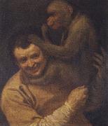 Annibale Carracci With portrait of young monkeys oil painting